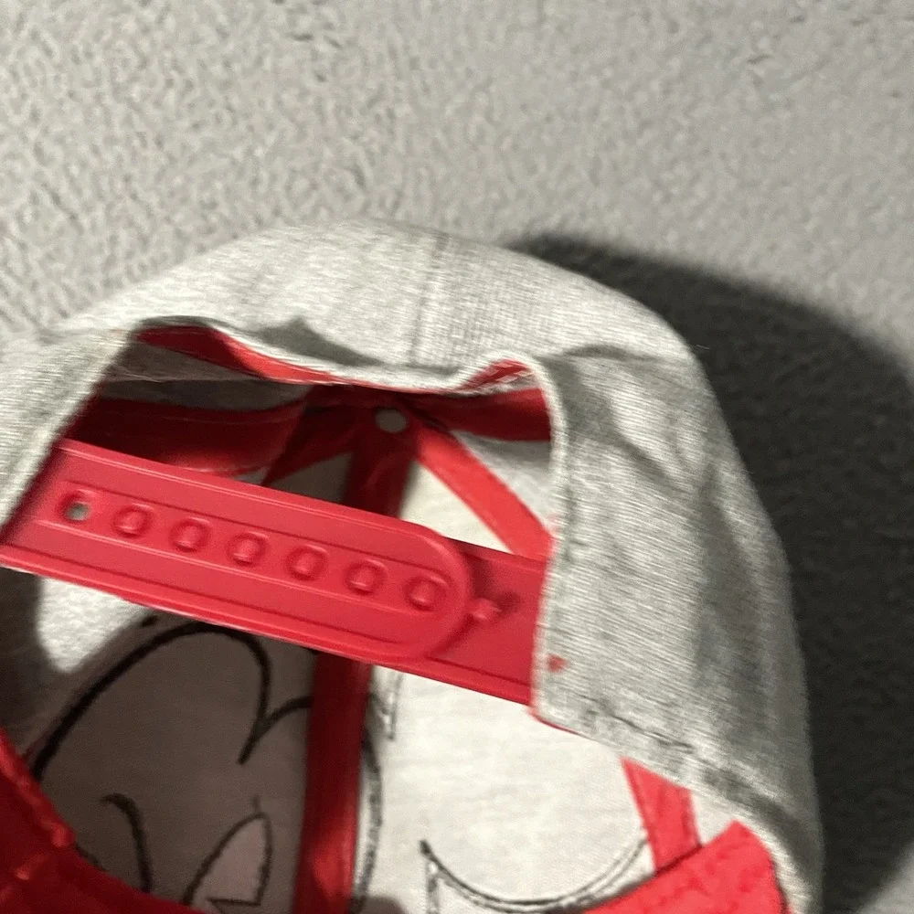 Disney Mickey Mouse Logo Snap Back Cap Hat Marled Gray Red Theme Park Adult Mens